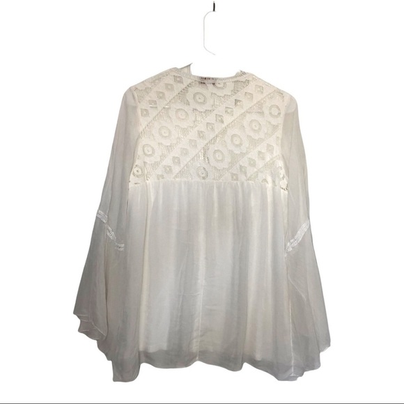 Bellambra Made Italy 100% Silk Eyelet Blouse Small - Picture 6 of 11